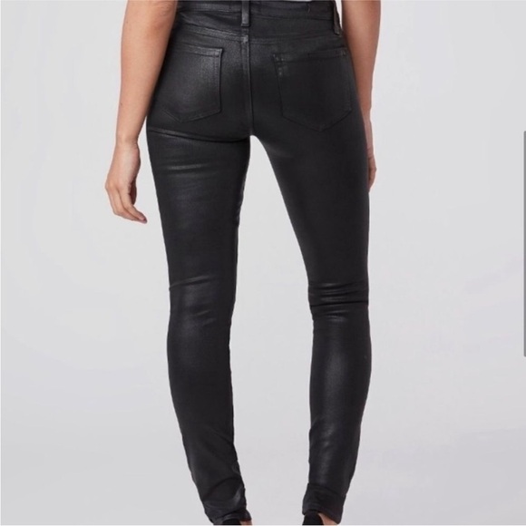 PAIGE Verdugo Ultra Skinny Black Silk Coated Skinny Jean EUC - Picture 3 of 10